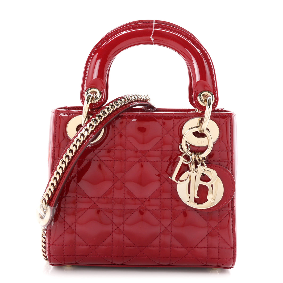 Patent Cannage Mini Lady Dior Red