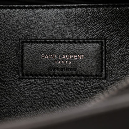 Saint Laurent Calfskin Crocodile Embossed Medium West Hollywood Monogram Fold-Over Grey 7 of 11