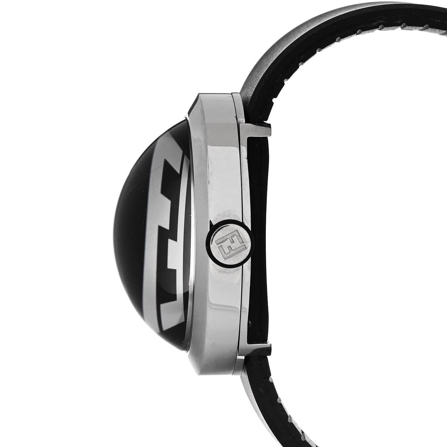 Fendi Stainless Steel Rubber 36mm Bussola Bubble Quartz Watch Black Black 5 of 5