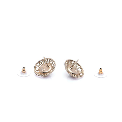 Chanel Pearl CC Round Rope Logo Earrings Gold 4 of 6