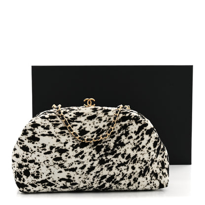 Chanel Lambskin Pony Hair Printed Clutch With Chain Black White 10 of 10