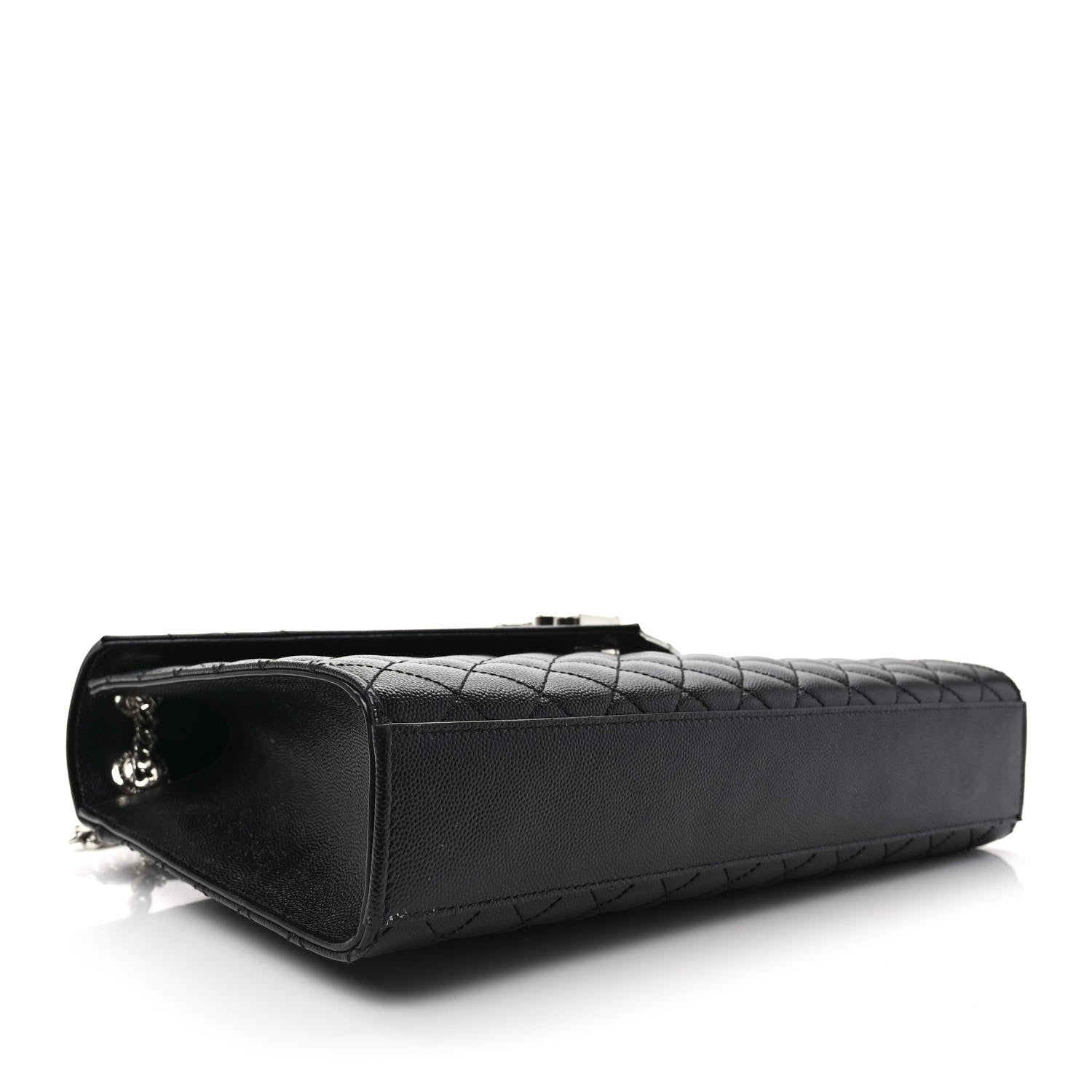 Saint Laurent Grain De Poudre Textured Mixed Matelasse Large Triquilt Monogram Satchel Black 4 of 10