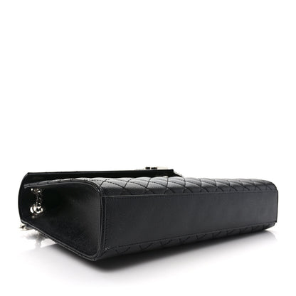 Saint Laurent Grain De Poudre Textured Mixed Matelasse Large Triquilt Monogram Satchel Black 4 of 10