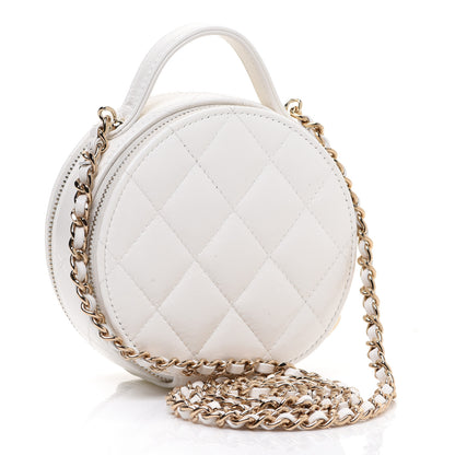 Chanel Lambskin Quilted Round Handle With Care Vanity With Chain White 2 of 9