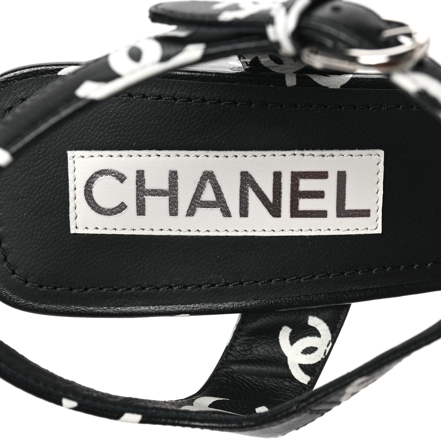 Chanel Printed Lambskin CC Platform Sandals 39.5 Black White 8 of 9