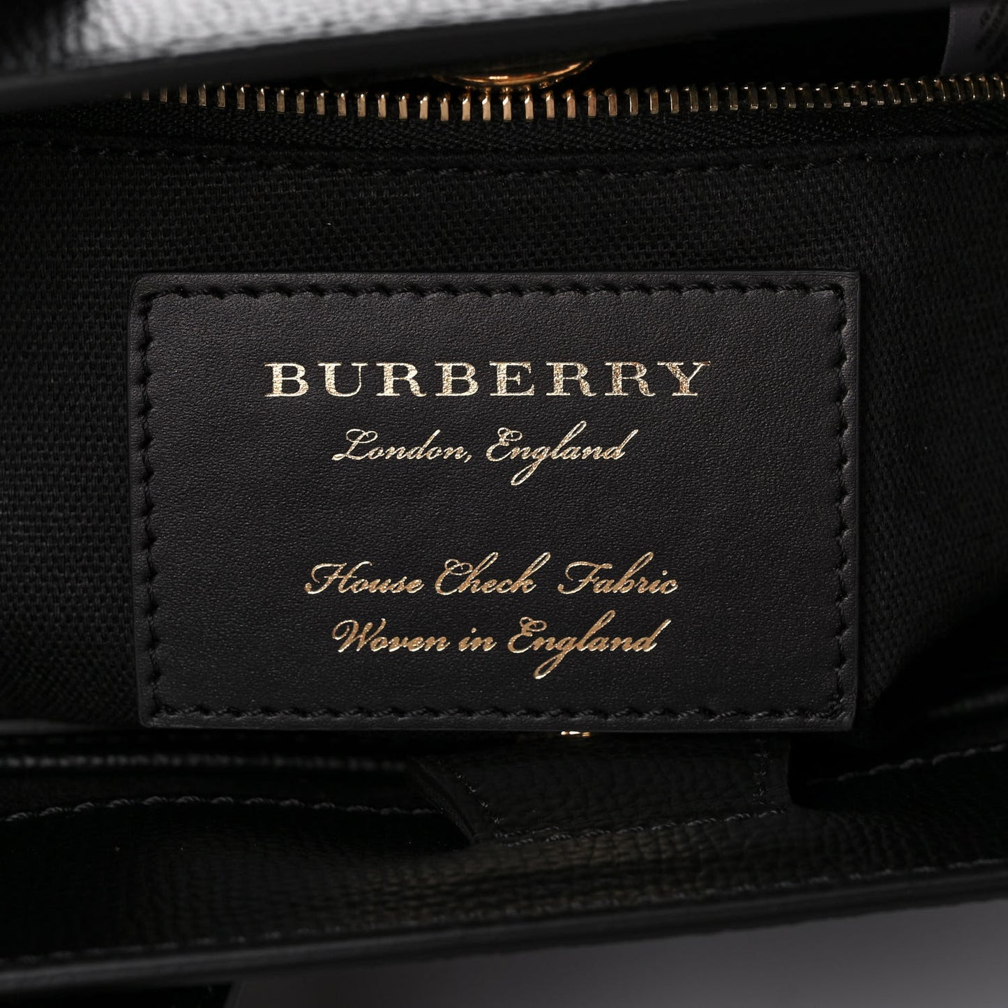 Grainy Calfskin House Check Small Banner Tote Black