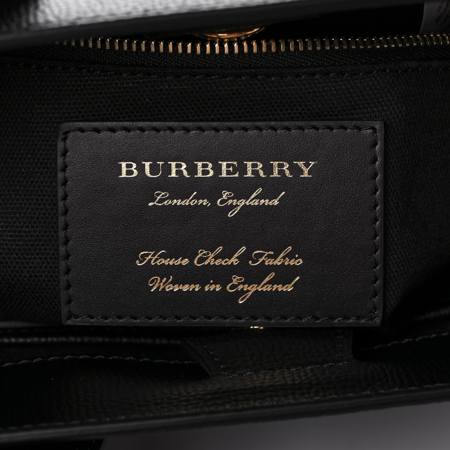 Burberry Grainy Calfskin House Check Small Banner Tote Black 6 of 11