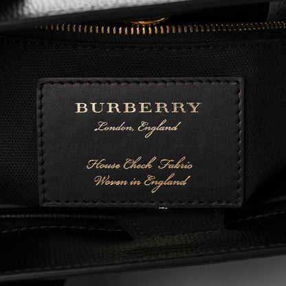 Burberry Grainy Calfskin House Check Small Banner Tote Black 6 of 11