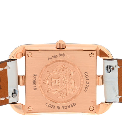 Hermes 18K Rose Gold Alligator 23mm Cape Cod Quartz Watch Bleu Brum 4 of 5