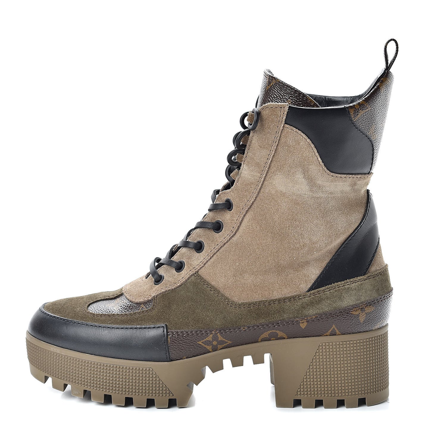 Suede Calfskin Monogram Laureate Platform Desert Boots 40 Beige