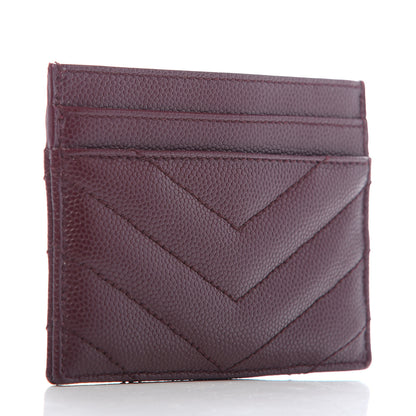 Saint Laurent Grain De Poudre Matelasse Chevron Monogram Credit Card Case Rouge Legion 3 of 7
