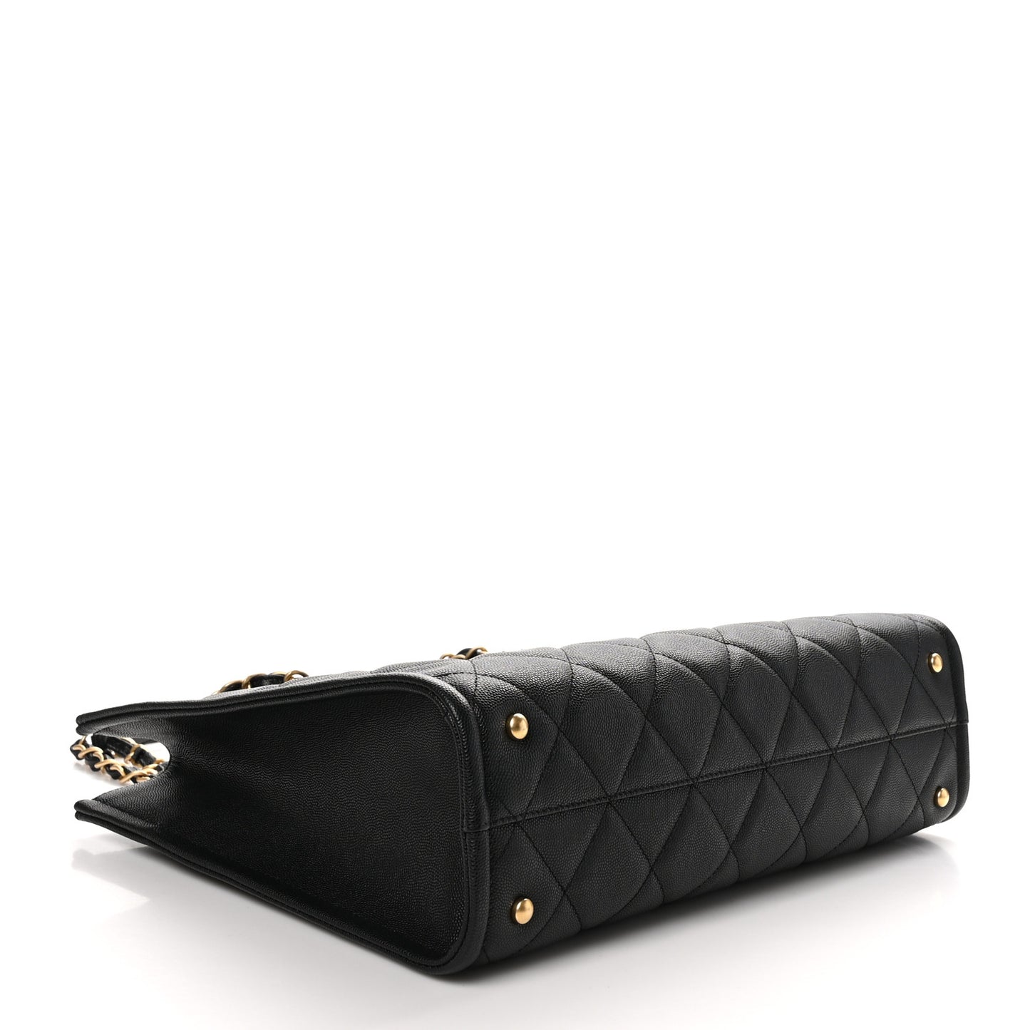 Caviar Quilted Chain Large Shopping Tote With Coin Purse Black