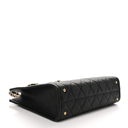 Chanel Caviar Quilted Chain Large Shopping Tote With Coin Purse Black 4 of 10