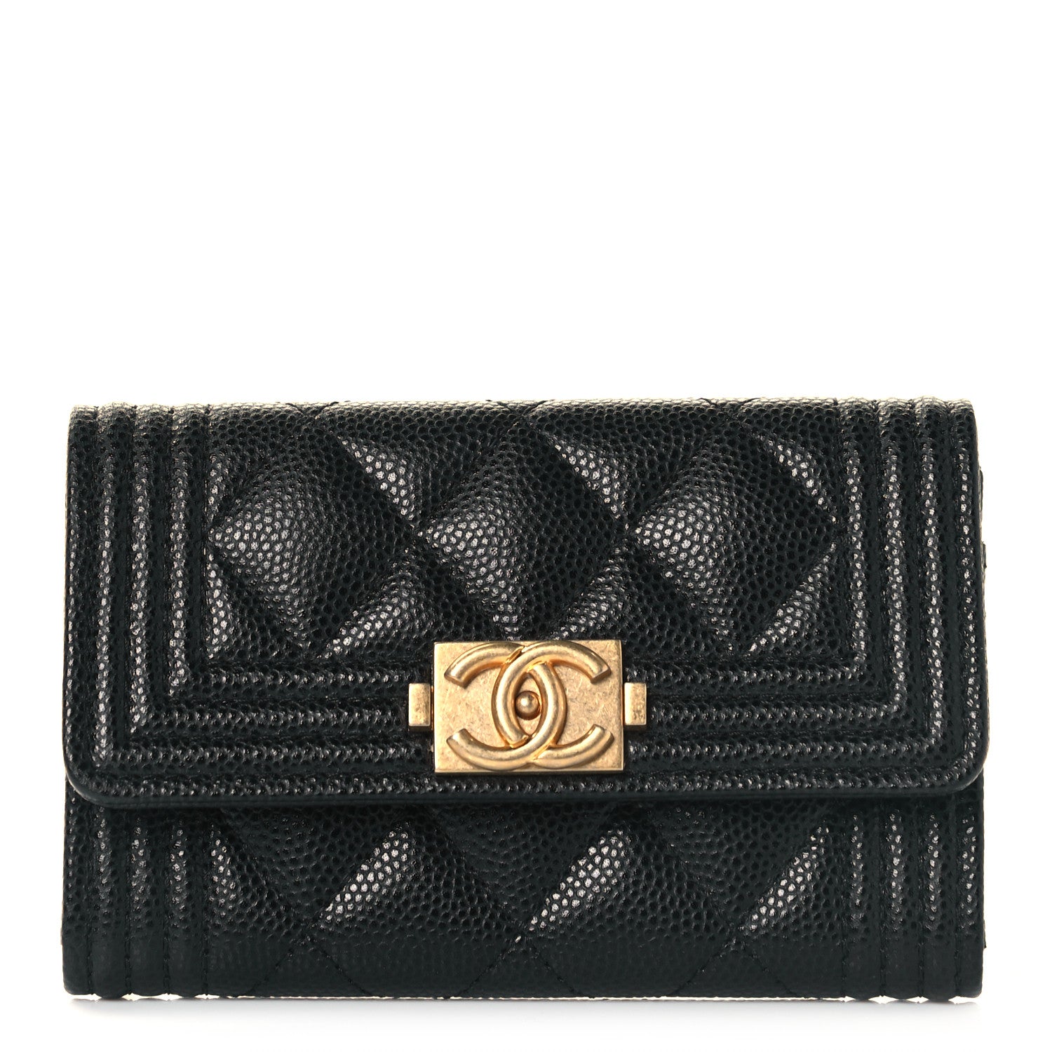 Chanel Caviar Quilted Boy Flap Card Holder Black 1 of 10