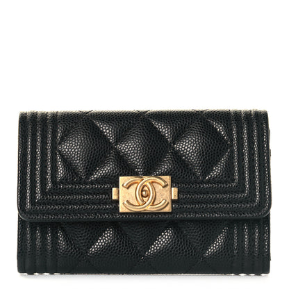 Chanel Caviar Quilted Boy Flap Card Holder Black 1 of 10
