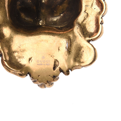 Gucci Metal Brass Pearl Lion Head Necklace Aged Gold 3 of 4