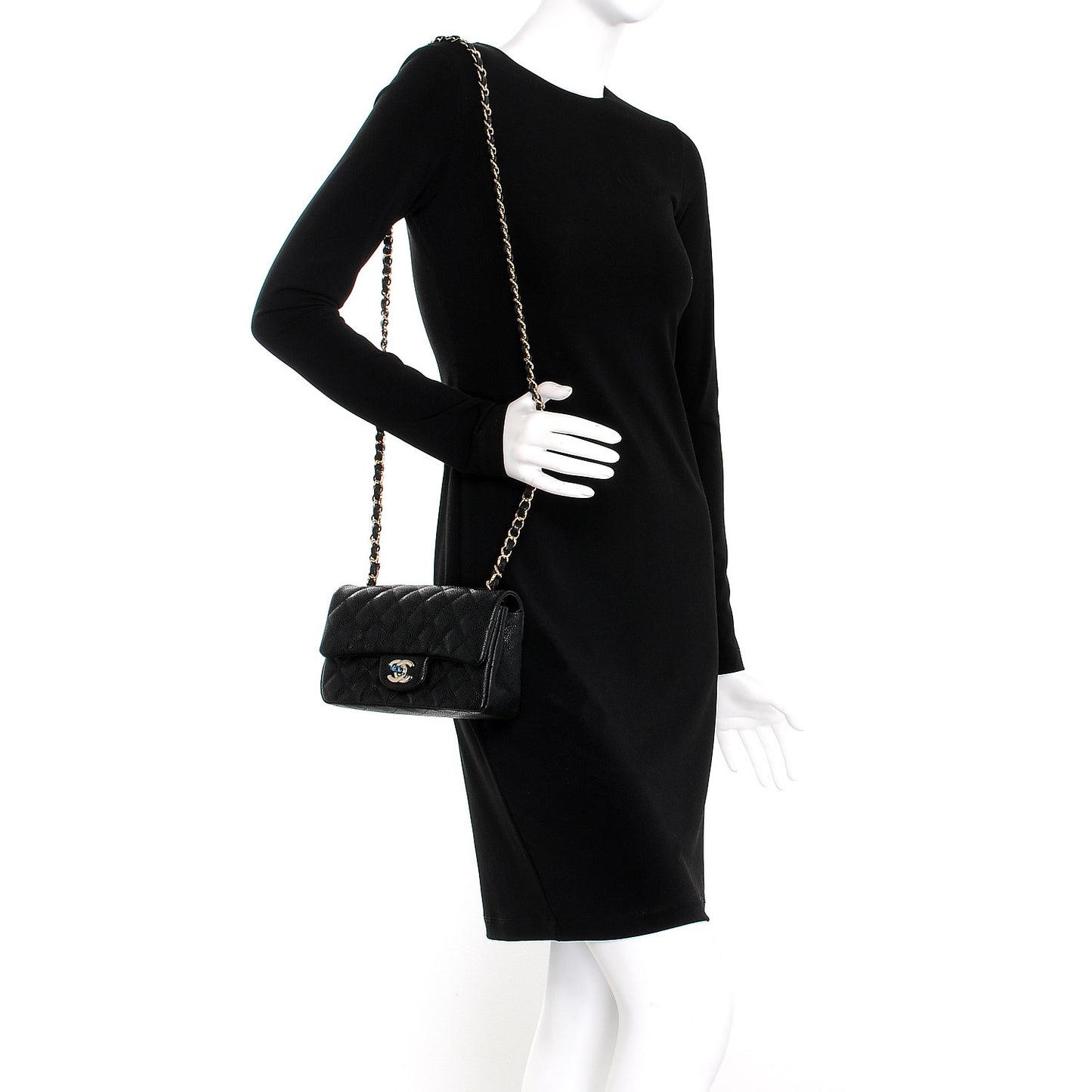 Caviar Quilted Mini Rectangular Flap Black