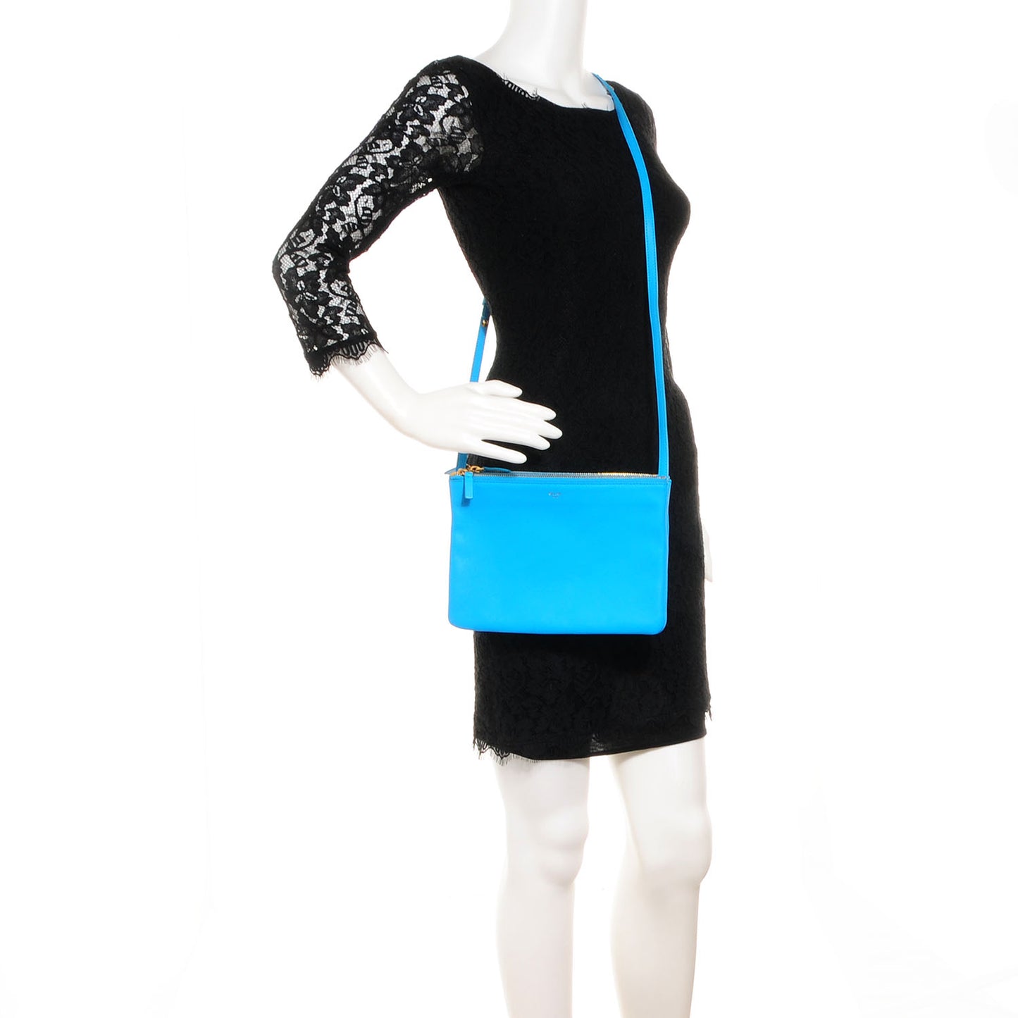 Lambskin Large Trio Crossbody Bag Turquoise