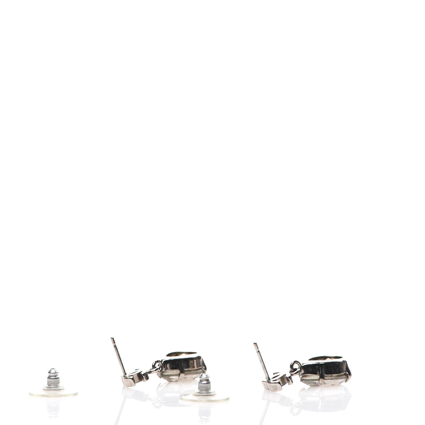 Crystal CC Tear Drop Earrings Silver