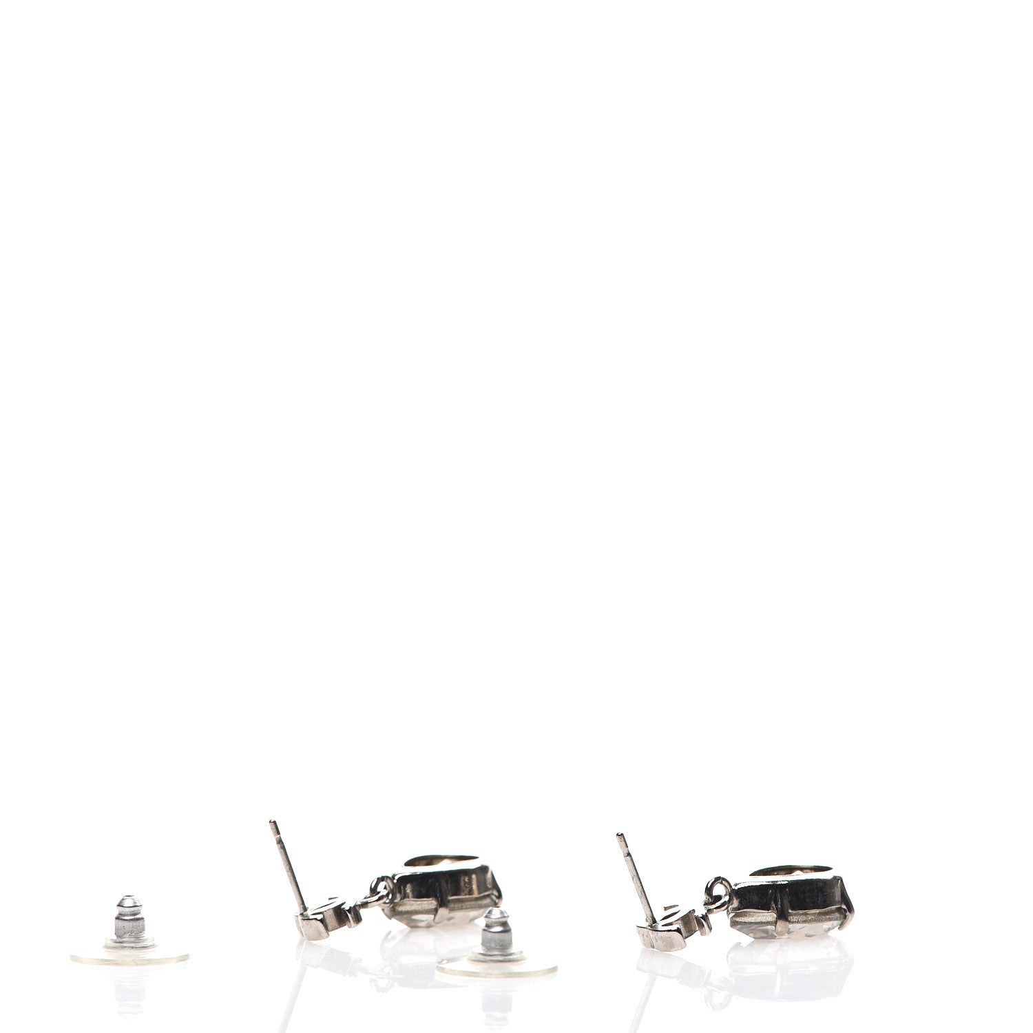 Chanel Crystal CC Tear Drop Earrings Silver 3 of 3