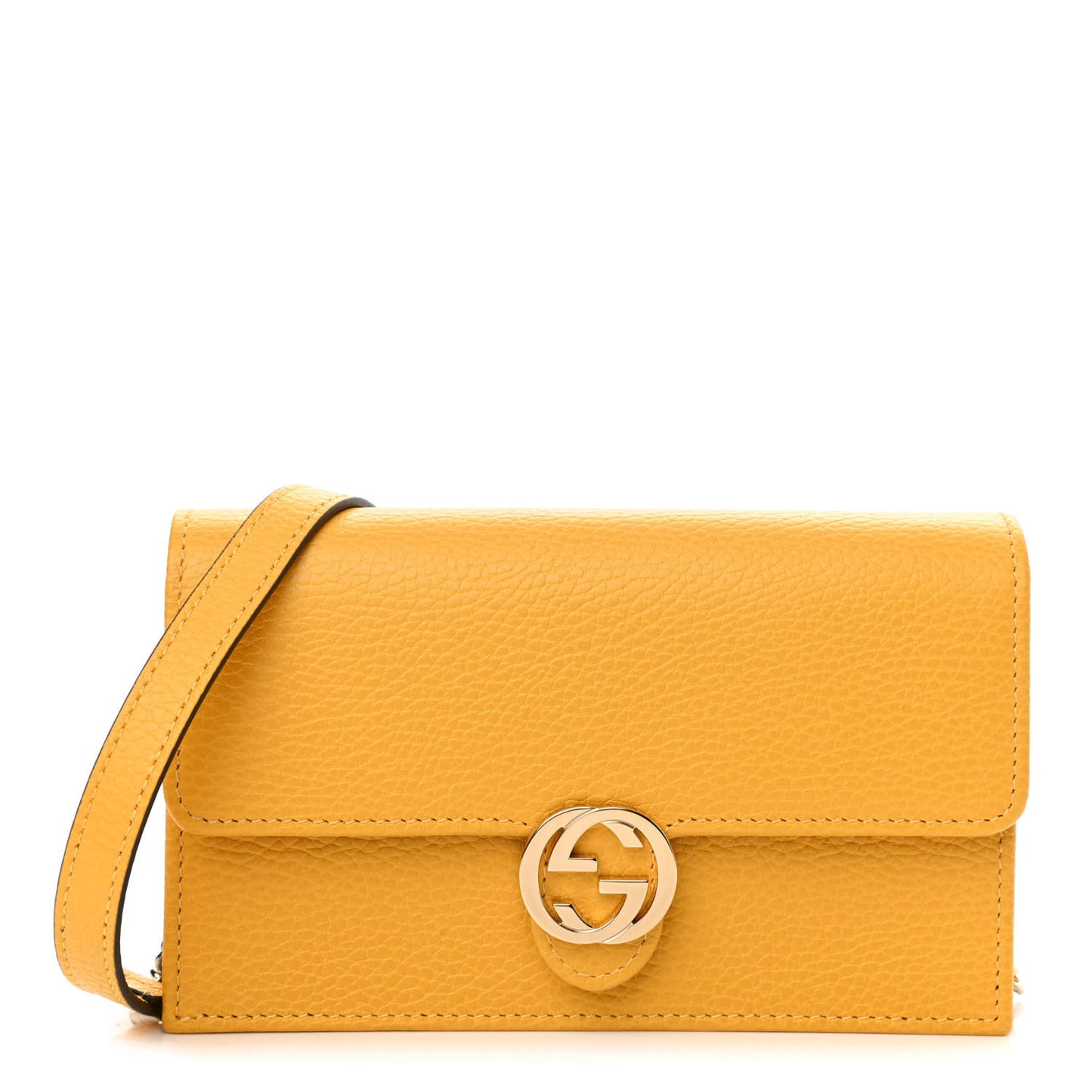 Dollar Calfskin Interlocking G Chain Wallet New Buttercup