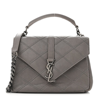 Saint Laurent Calfskin Matelasse Diamond Quilted Monogram Medium College Bag Fog 1 of 11