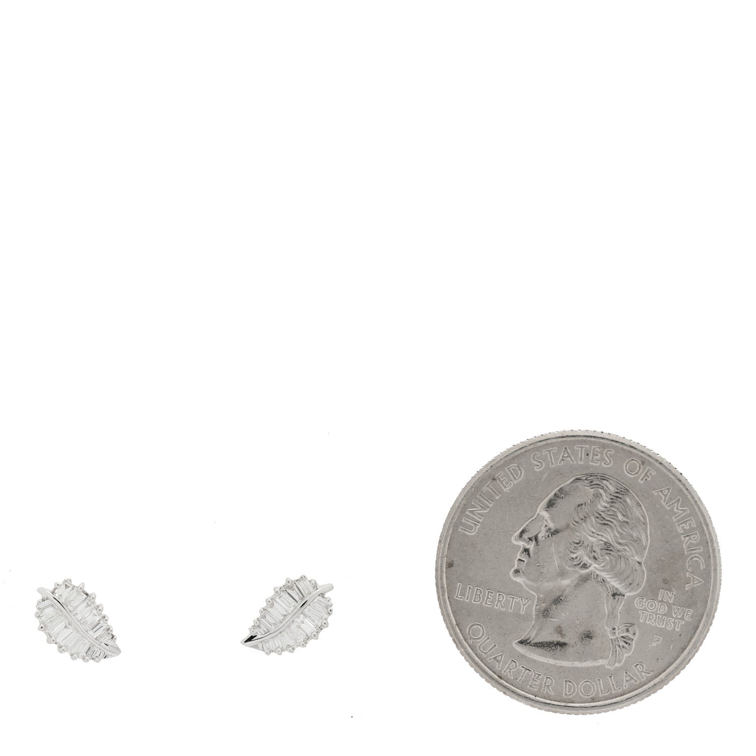 Anita Ko 18K White Gold Diamond Small Palm Leaf Earrings 2 of 5
