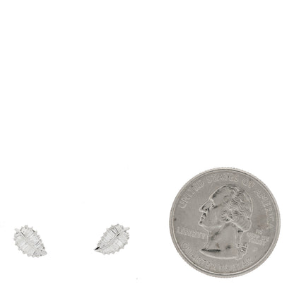Anita Ko 18K White Gold Diamond Small Palm Leaf Earrings 2 of 5