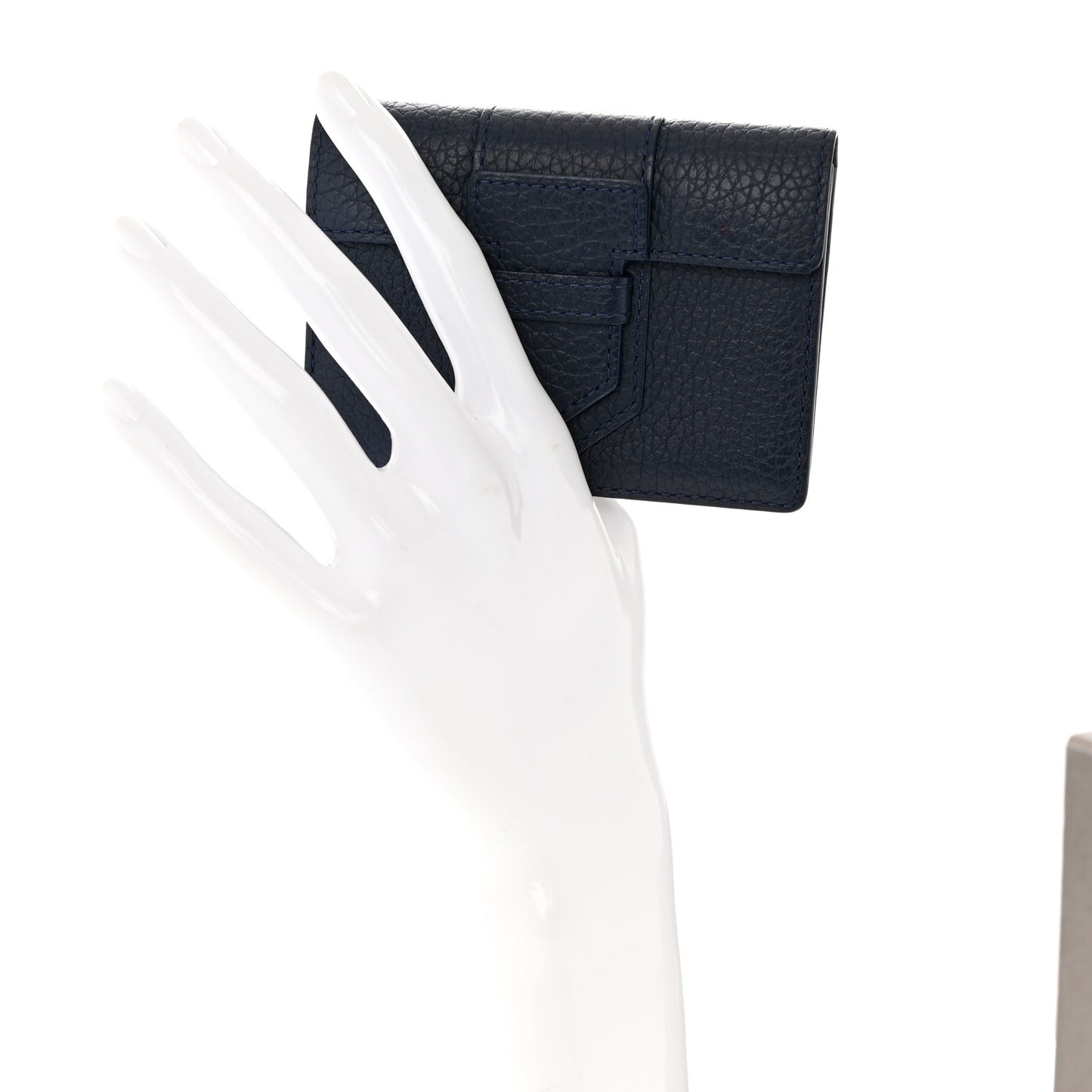 Grained Bullskin Presse Card Case Navy