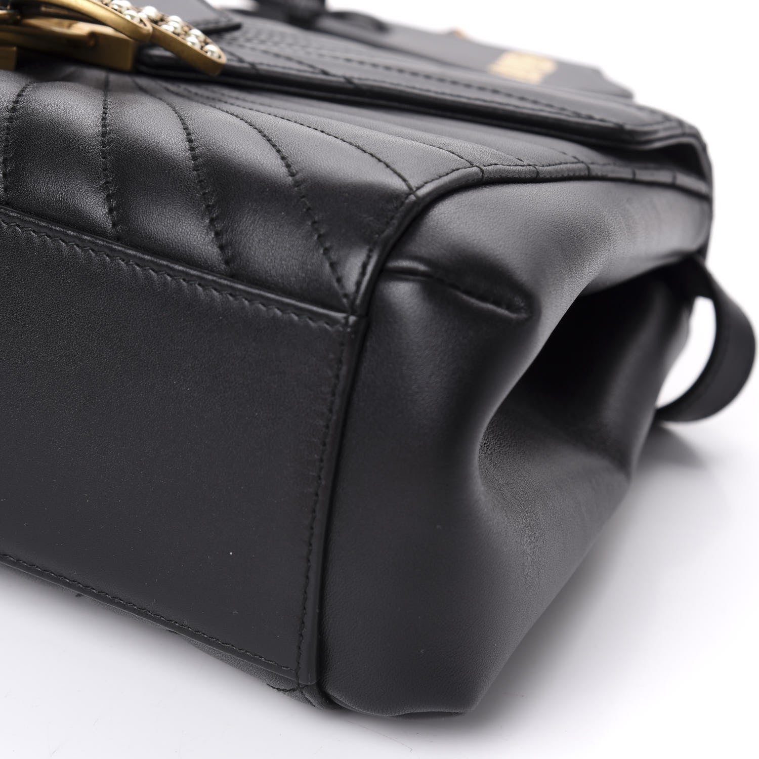 Gucci Calfskin Bamboo Trapuntata Queen Margaret Top Handle Bag Black 8 of 11