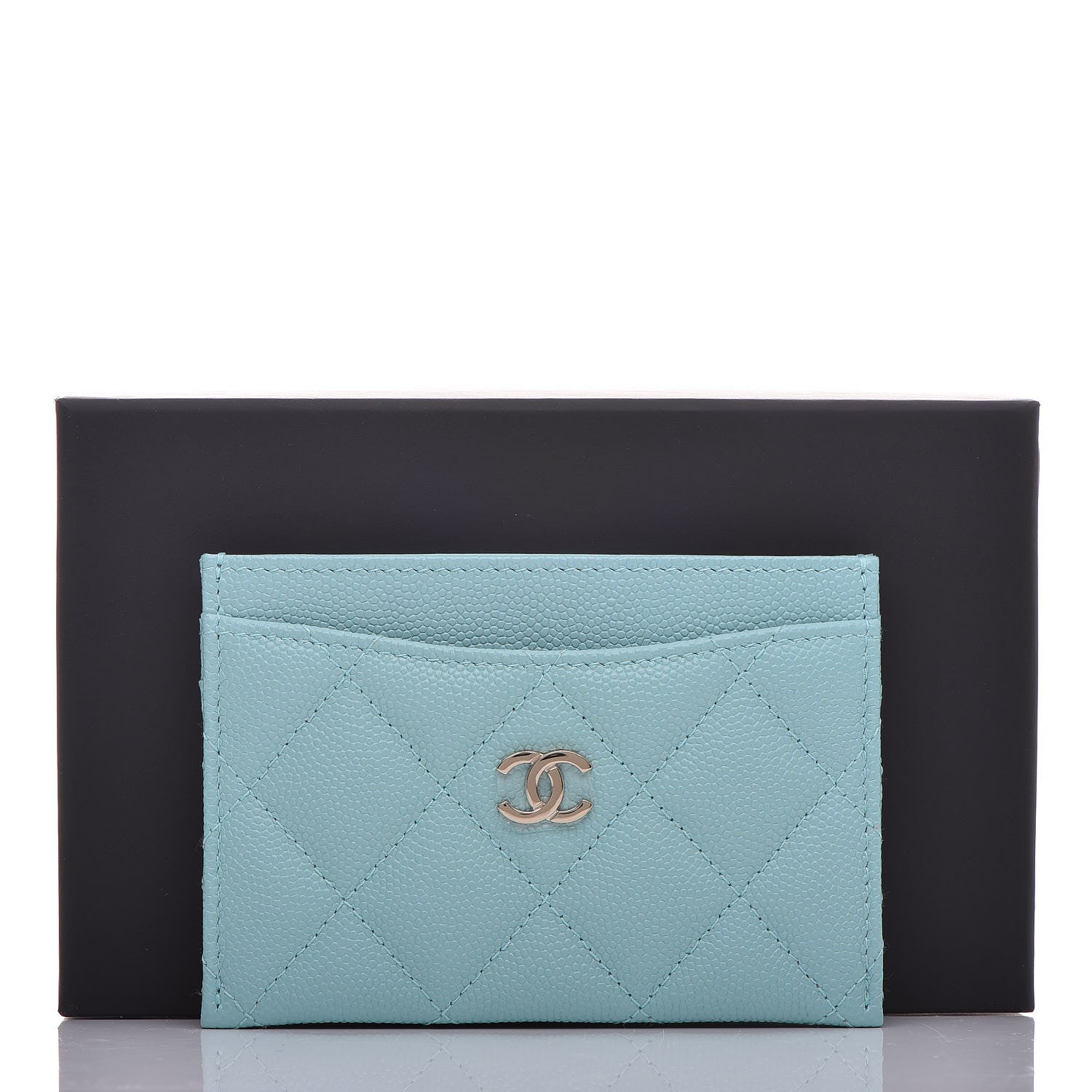 Chanel Caviar Quilted Card Holder Light Blue 10 of 10