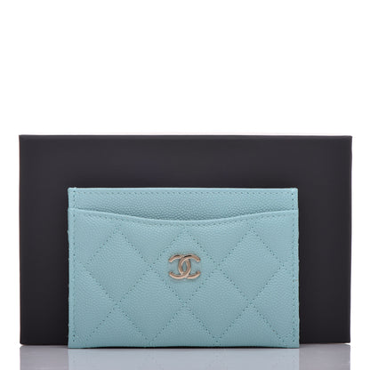 Chanel Caviar Quilted Card Holder Light Blue 10 of 10