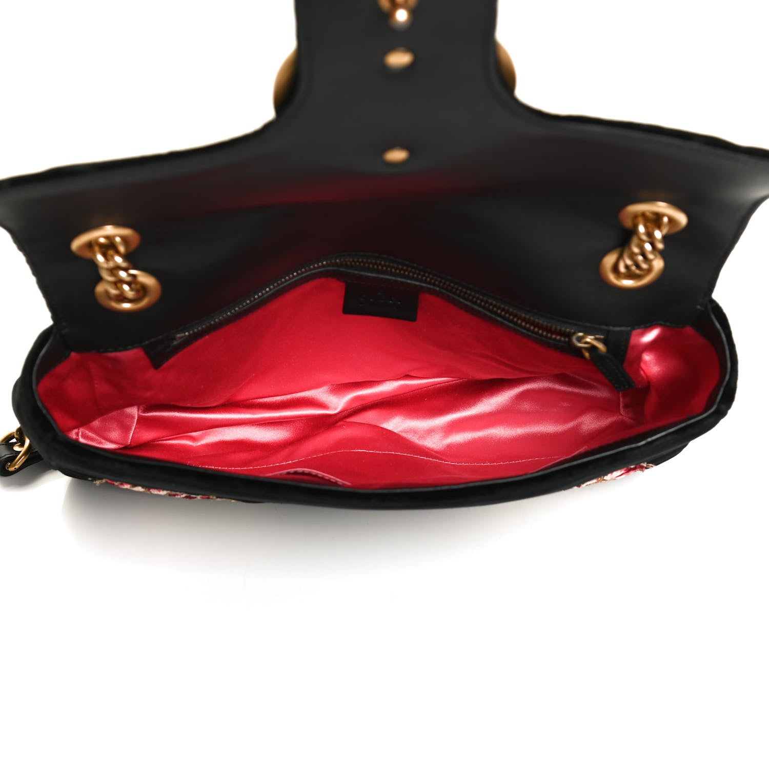 Gucci Velvet Matelasse Loved Embroidered Medium GG Marmont Shoulder Bag Black 5 of 15