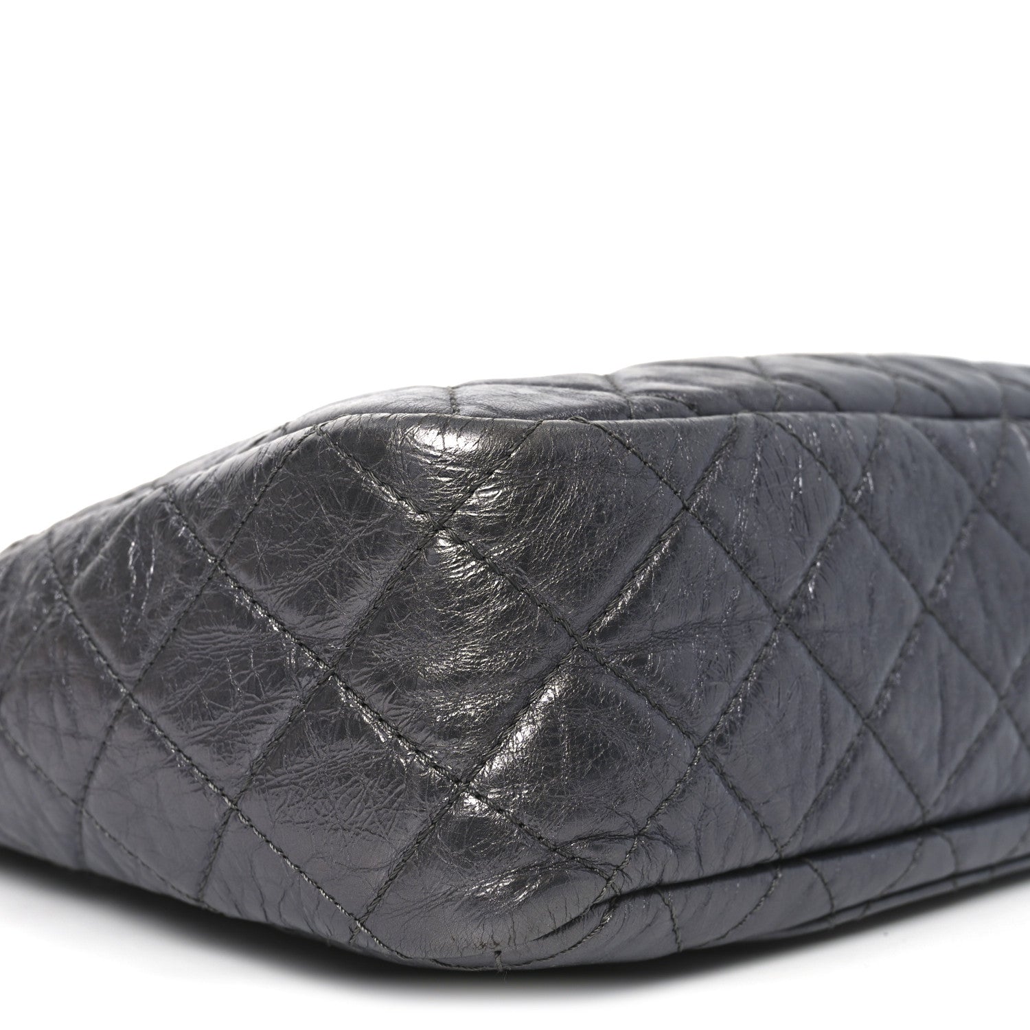 Chanel Metallic Aged Calfskin Quilted Large Reissue Camera Case Dark Silver 16 of 19