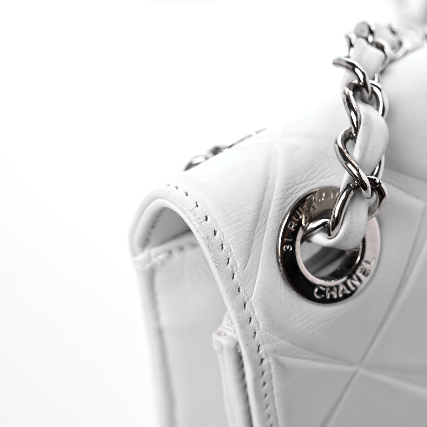 Calfskin Small Propeller Flap White