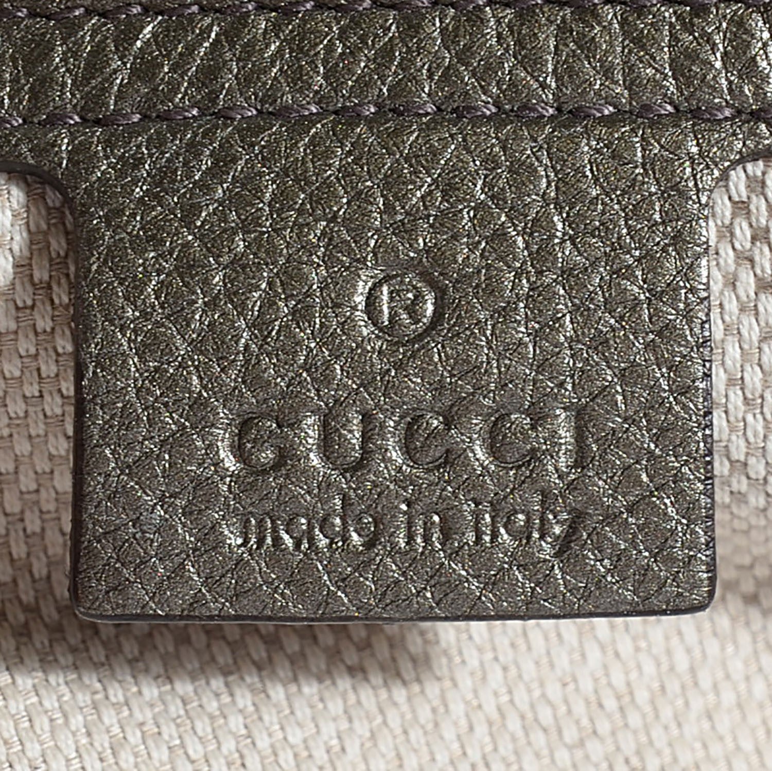 Gucci Metallic Pebbled Calfskin Medium Soho Chain Shoulder Bag Sasso 6 of 7