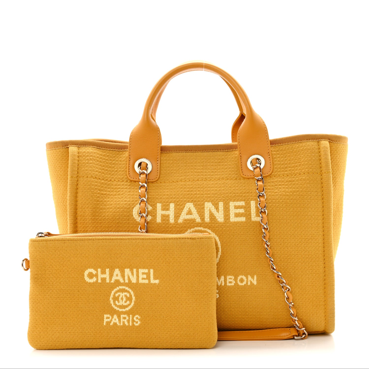 Chanel Mixed Fibers Small Deauville Tote Yellow 3 of 17