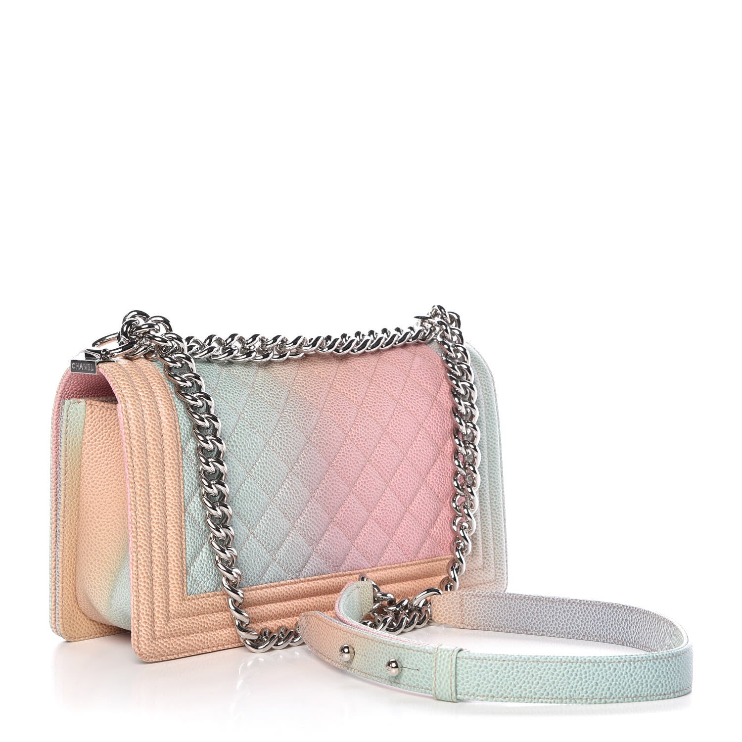 Chanel Caviar Quilted Medium Rainbow Boy Flap Multicolor 3 of 12
