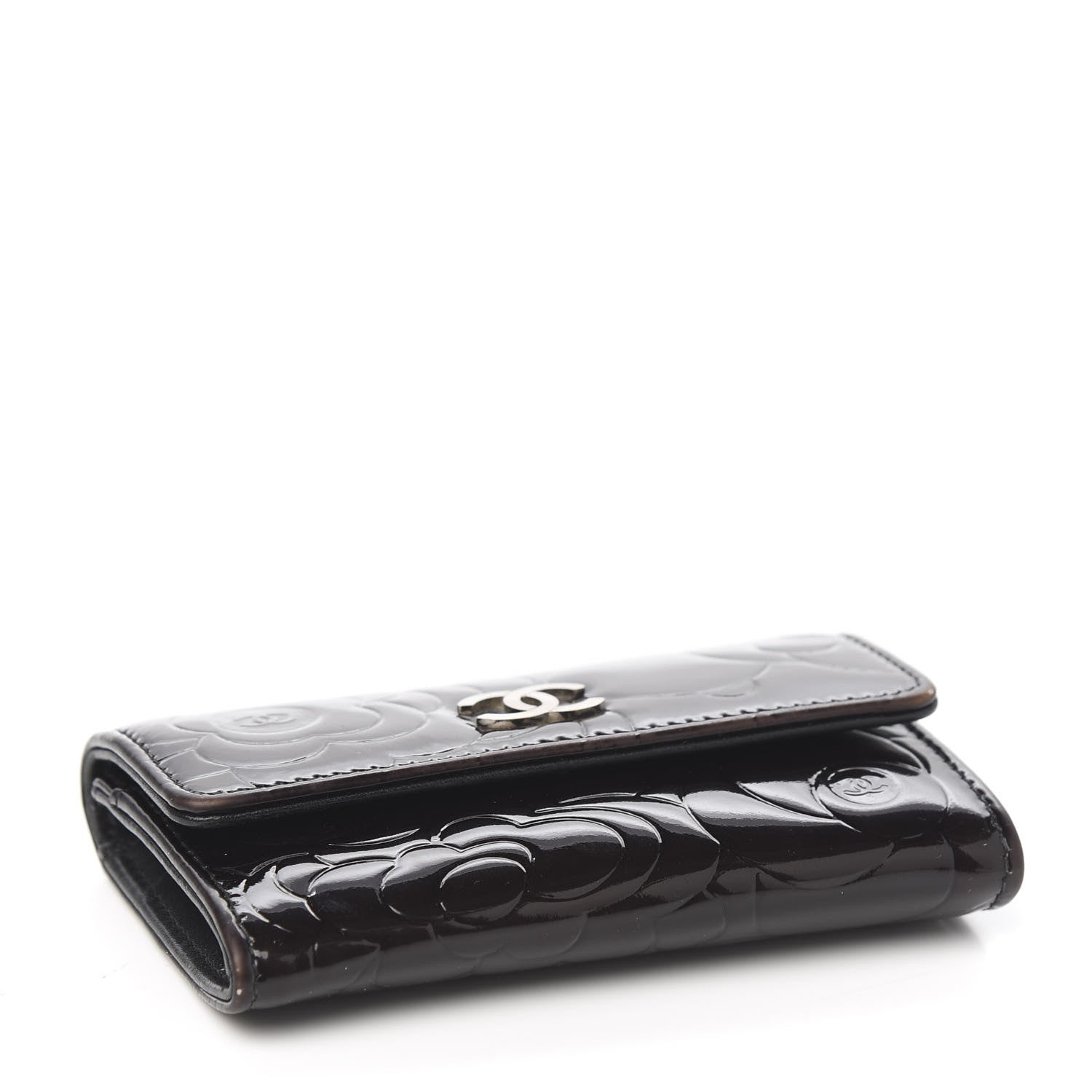 Chanel Patent Camellia Embossed Card Holder Black 3 of 8