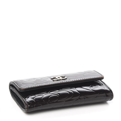Chanel Patent Camellia Embossed Card Holder Black 3 of 8