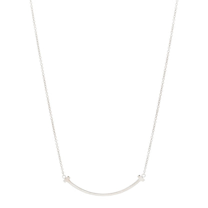 Tiffany 18K White Gold Small T Smile Pendant Necklace 1 of 5
