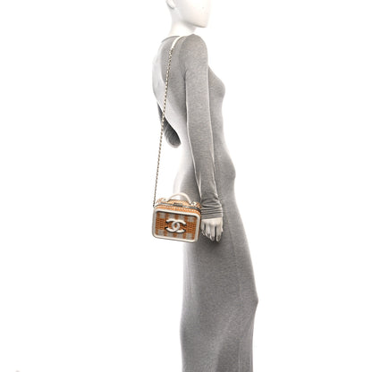Chanel Raffia Calfskin Small CC Filigree Vanity Case White 2 of 15