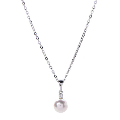 Mikimoto 18K White Gold Diamond Akoya Pearl 6mm Drop Pendant Necklace 4 of 7