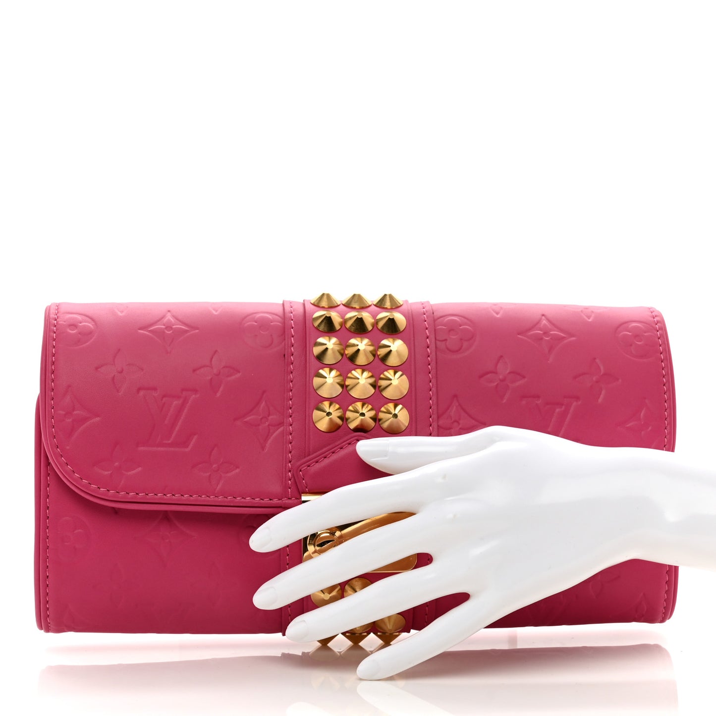 Calfskin Embossed Courtney Pochette Clutch Fuchsia