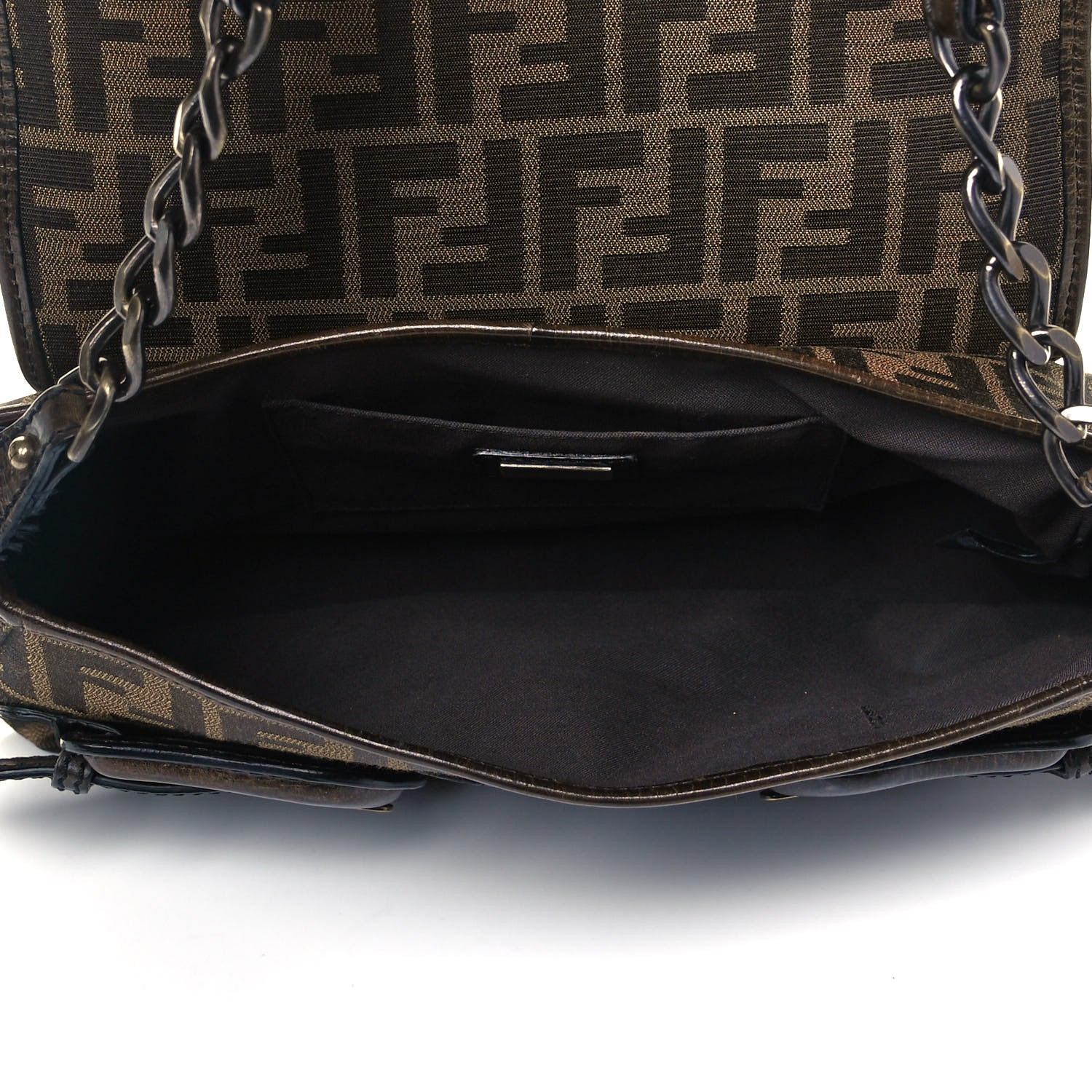 Fendi Zucca B Bis Flap Bag Tobacco Castagna 4 of 8