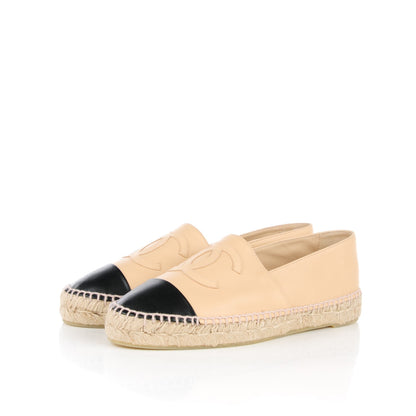 Chanel Lambskin CC Espadrilles 39 Beige Black 4 of 11