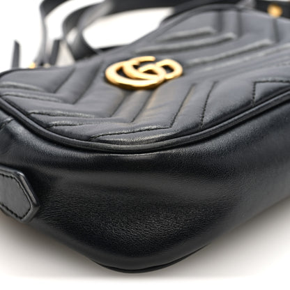 Gucci Calfskin Matelasse Mini GG Marmont Chain Shoulder Bag Black 9 of 10