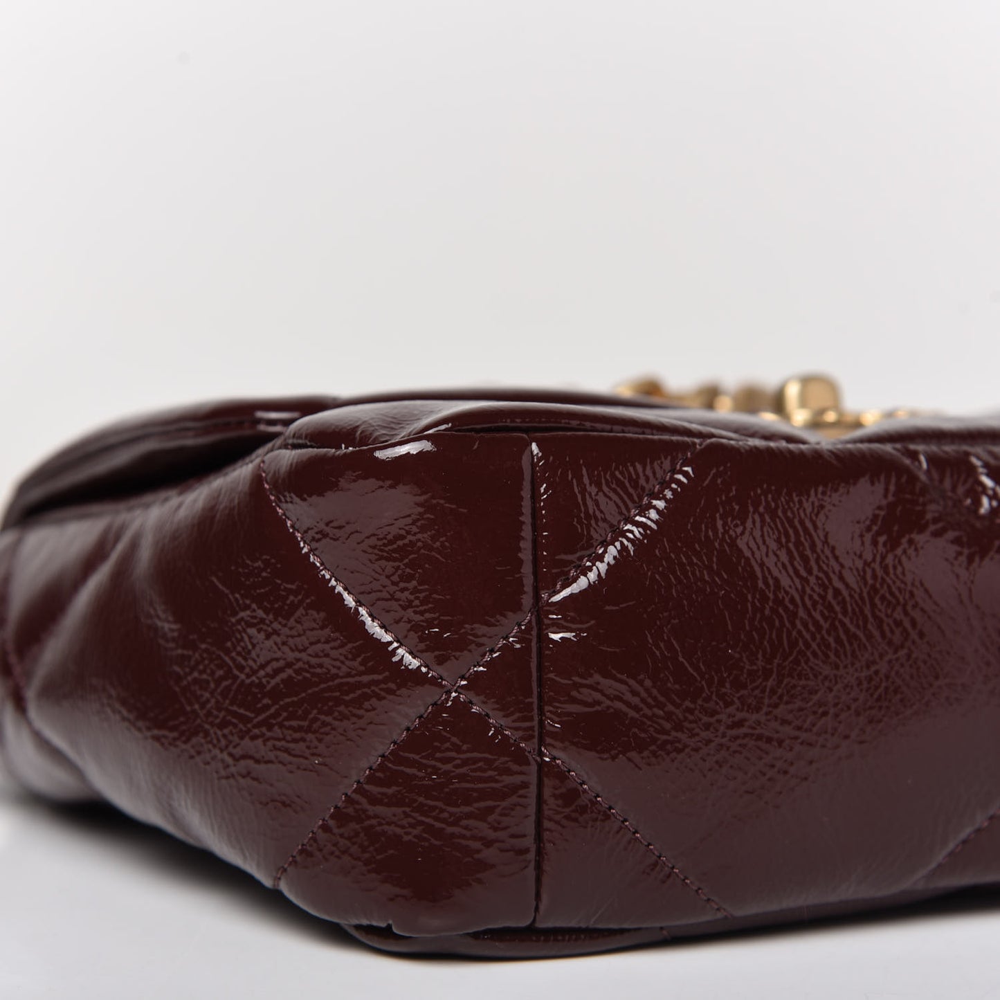 Shiny Crumpled Calfskin Quilted Medium Chanel 19 Flap Burgundy