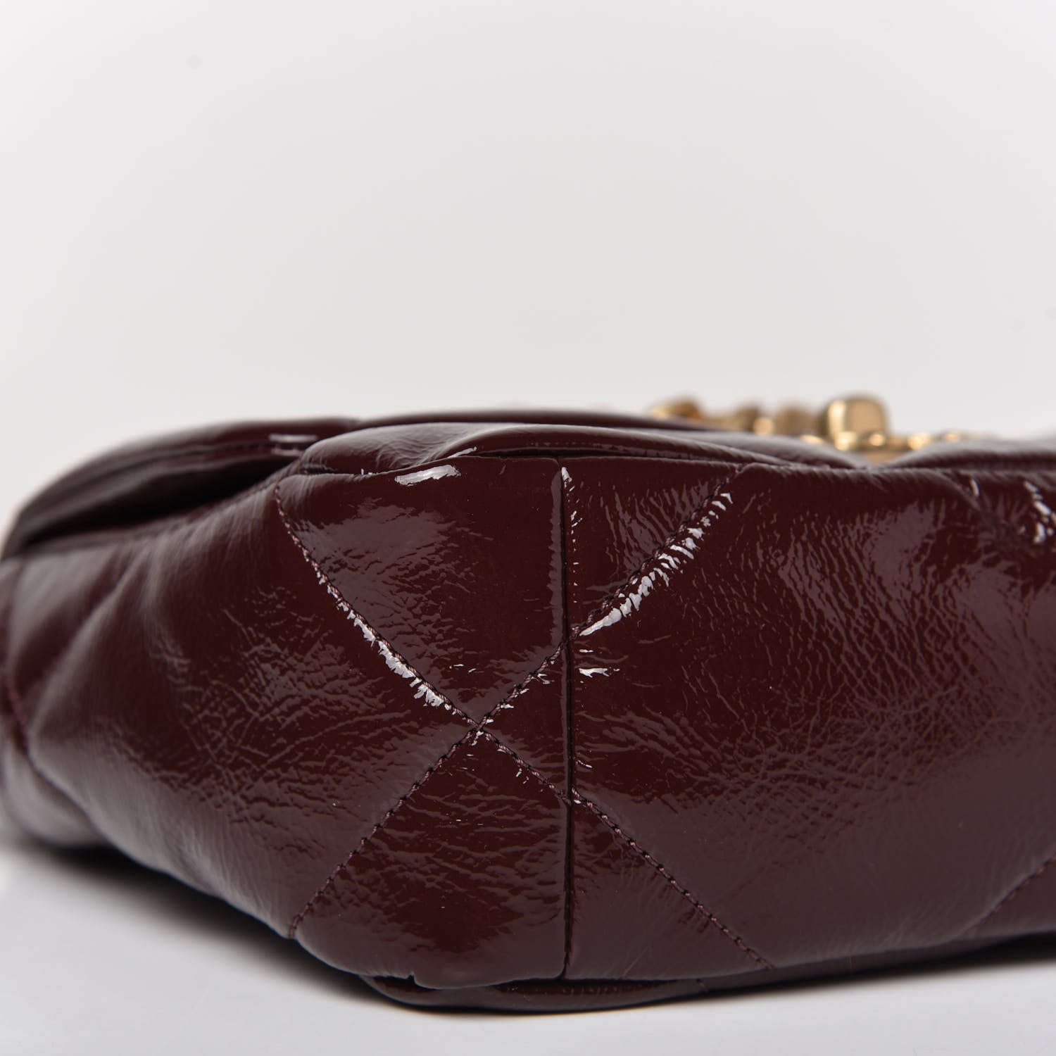 Chanel Shiny Crumpled Calfskin Quilted Medium Chanel 19 Flap Burgundy 6 of 12
