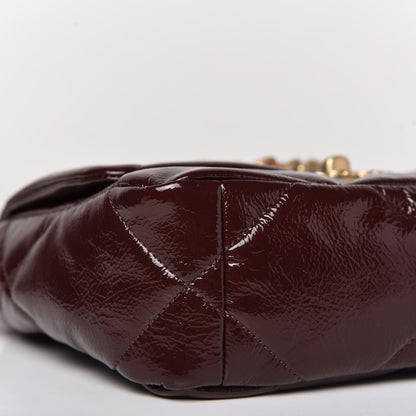 Chanel Shiny Crumpled Calfskin Quilted Medium Chanel 19 Flap Burgundy 6 of 12